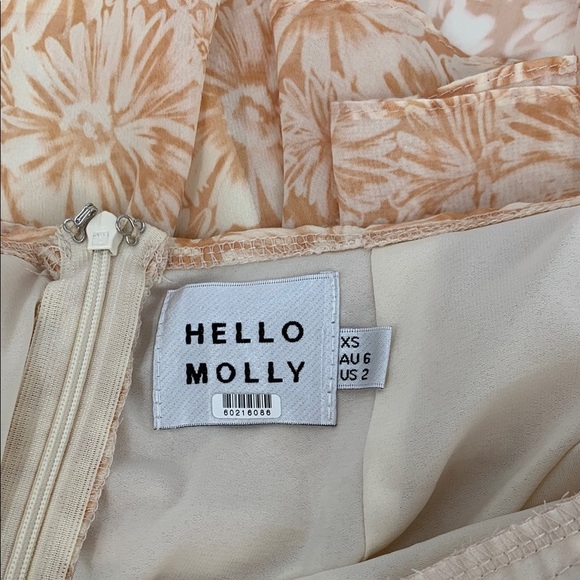 Hello Molly Cute Gaze mini dress floral chiffon tie back keyhole ruffle tiered 2 - Picture 5 of 6